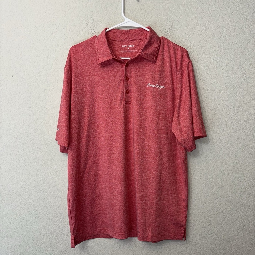 Men's Black Clover Live Lucky Beau Rivage Casino Golf Polo Red Size Medium M